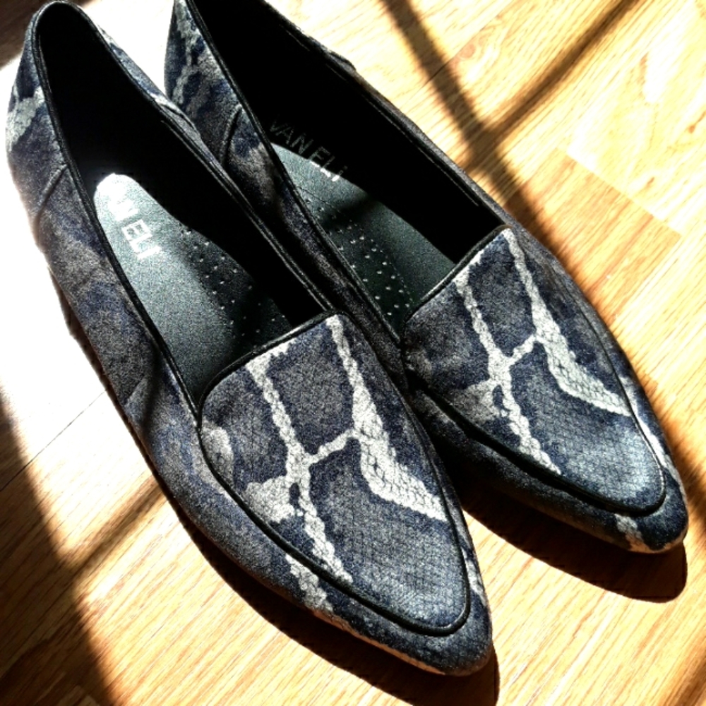 Vaneli Python Print Fabric Flats. 8 Wide - image 1